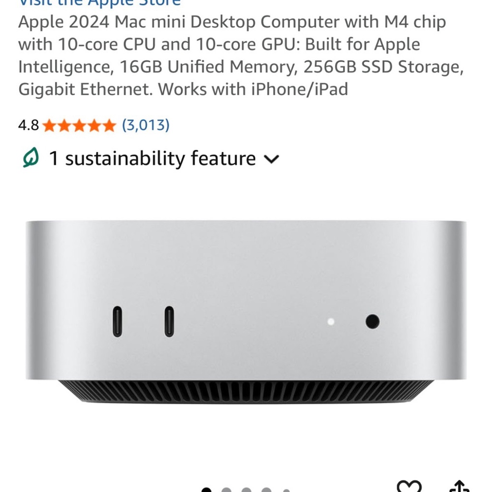 Apple Mac mini Silver Compact Desktop - Front View